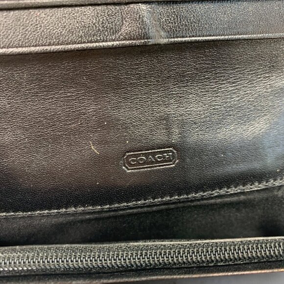 COACH Signature Large Wallet Black Canvas & Leather Beige Snakeskin Stripe - Picture 5 of 14